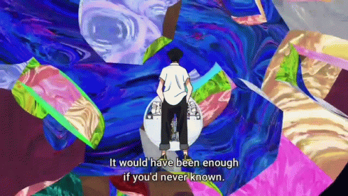 A Man Is Riding A Motorcycle In A Colorful Room And Says It Would Have Been Enough If You D Never Known . GIF