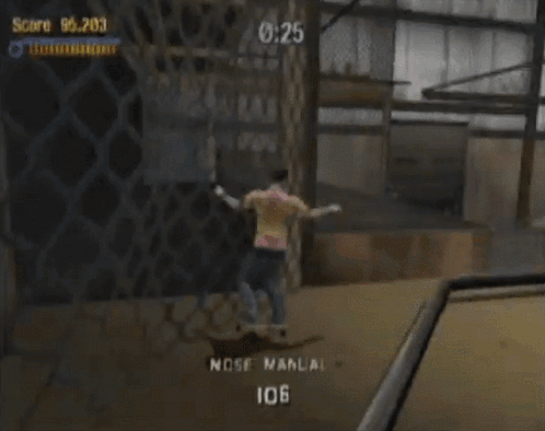 A Man Is Riding A Skateboard On A Ramp In A Video Game With A Score Of 95200 GIF