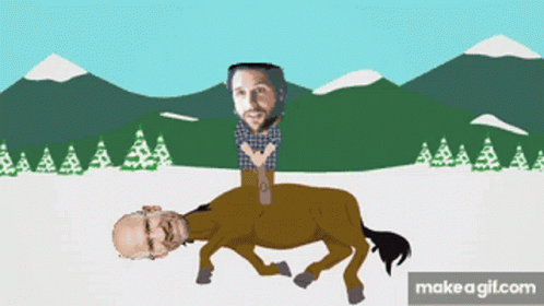 A Man Is Riding On The Back Of A Centaur GIF