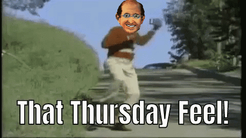 A Man Is Running Down A Hill With The Words That Thursday Feel GIF
