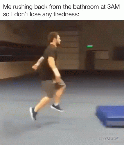 A Man Is Running From The Bathroom At 3Am So He Doesn 'T Lose Any Tiredness GIF