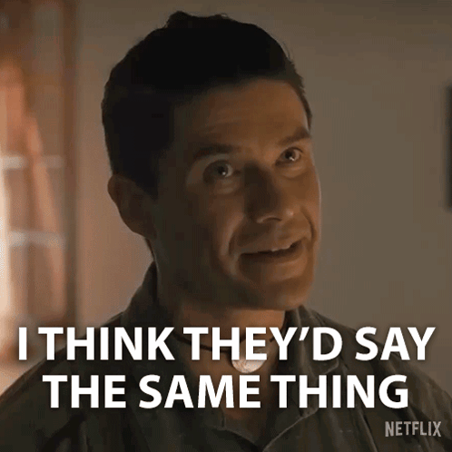 A Man Is Saying `` I Think They 'D Say The Same Thing '' In A Netflix Advertisement . GIF