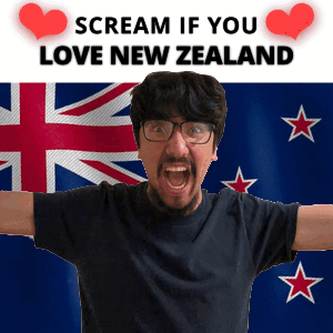 A Man Is Screaming In Front Of A New Zealand Flag GIF