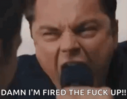 A Man Is Screaming Into A Microphone And Says `` Damn I 'M Fired The Fuck Up '' . GIF