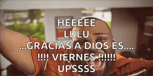 A Man Is Screaming With His Mouth Open And His Arms In The Air In A Spanish Language . GIF