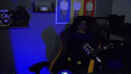 a man is shaking hands in front of a chair that says eycura on it