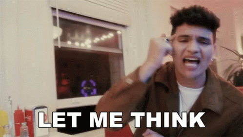 A Man Is Singing A Song With The Words Let Me Think Behind Him GIF