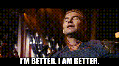 A Man Is Singing Into A Microphone With The Words I 'M Better I Am Better Written Below Him GIF
