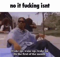 A Man Is Sitting In A Car With The Words `` No It Fucking Isnt '' Written On The Bottom . GIF