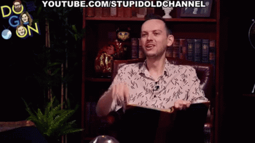 A Man Is Sitting In A Chair With A Book In His Hand And The Word Toot Is Behind Him GIF