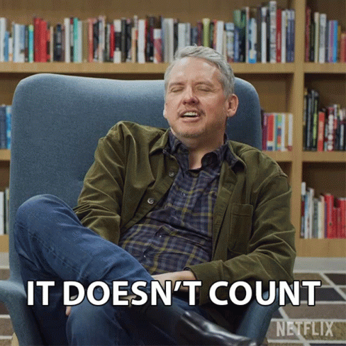 A Man Is Sitting In A Chair With His Eyes Closed And The Words It Does N't Count Behind Him GIF