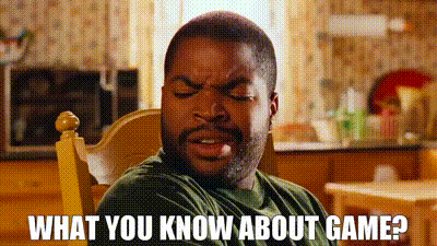 A Man Is Sitting In A Chair With His Eyes Closed And The Words `` What You Know About Game '' Written Above Him . GIF