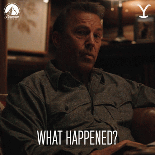 A Man Is Sitting In A Chair With The Words What Happened Written Below Him GIF