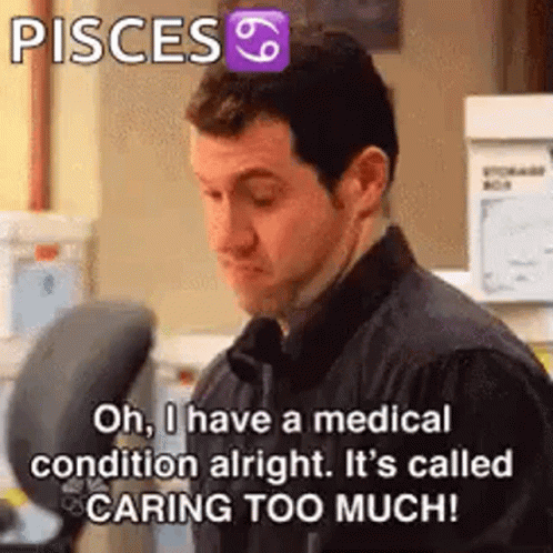 A Man Is Sitting In An Office With A Medical Condition Alright . It 'S Called Caring Too Much ! GIF