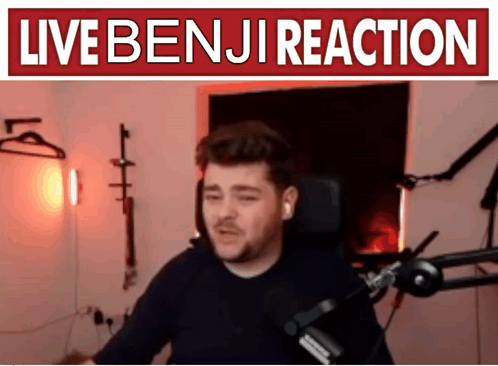 Man Sitting In Front Of Microphone Live Benji Reaction GIF
