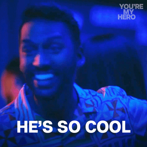 A Man Is Smiling And Saying He 'S So Cool . GIF