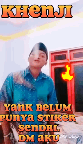 A Man Is Smoking A Cigarette And Says Khenji Yank Belum Punya Stiker Sendiri GIF
