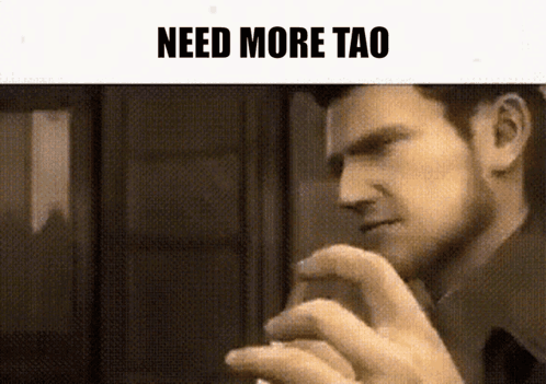 Man Smoking Cigarette With Need More Tao Text GIF