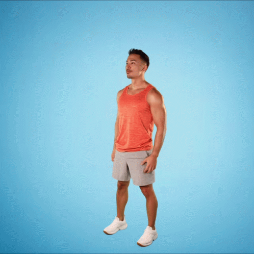 A Man Is Standing In Front Of A Blue Background With The Words So Sore On It GIF