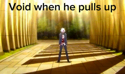 A Man Is Standing In Front Of A Building With The Words `` Void When He Pulls Up '' Written On It . GIF