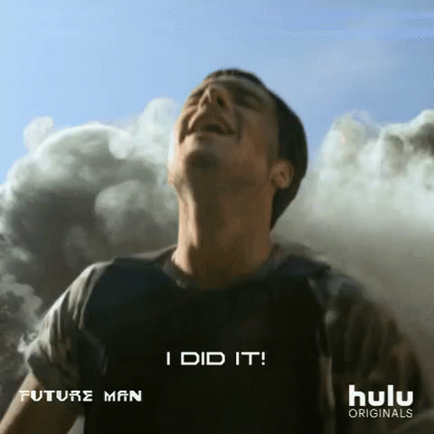A Man Is Standing In Front Of A Cloudy Sky And Says I Did It GIF