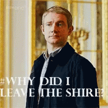A Man Is Standing In Front Of A Mirror And Says Why Did I Leave The Shire ? GIF