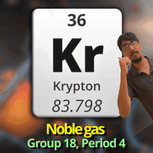 A Man Is Standing In Front Of A Periodic Table Of Krypton GIF