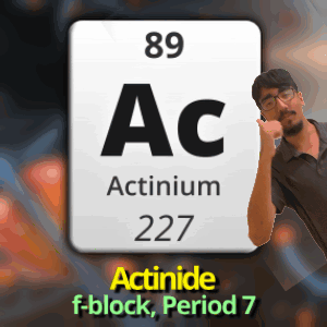 A Man Is Standing In Front Of A Periodic Table Symbol For Actinide F-Block Period 7 GIF