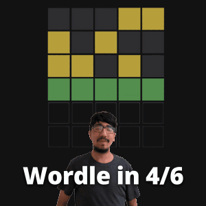 A Man Is Standing In Front Of A Screen That Says ' Wordle In 4/6 ' GIF