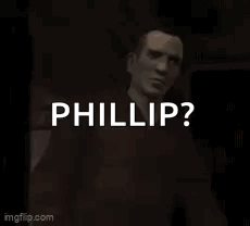 a man is standing in front of a sign that says `` good lord phillip ? what are you doing ? '' .