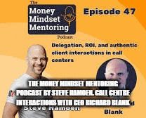 A Man Is Standing In Front Of A Sign That Says Money Mindset Mentoring Podcast . GIF