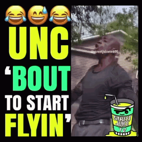 A Man Is Standing In Front Of A Sign That Says " Uc Bout To Start Flyin " GIF