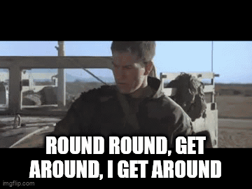 Man Singing Round And Get Around Song In Front Of Truck GIF