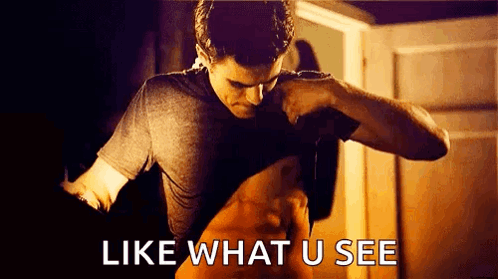 A Man Is Taking Off His Shirt And Says `` Like What U See '' GIF