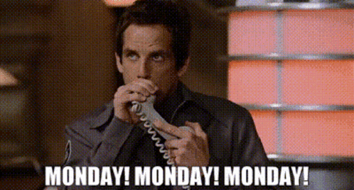 A Man Is Talking On A Telephone And The Words Monday Monday Monday Are Written Below Him . GIF
