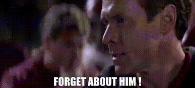A Man Is Talking To A Woman And Says `` Forget About Him ! '' GIF