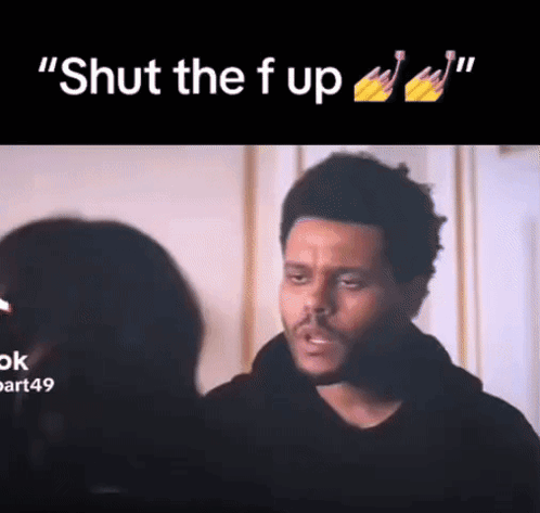 A Man Is Talking To A Woman And Says `` Shut The F Up '' GIF