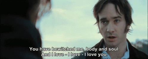 A Man Is Talking To A Woman And Says " You Have Bewitched Me Body And Soul " GIF