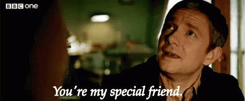 A Man Is Talking To Another Man And Says " You 'Re My Special Friend " . GIF