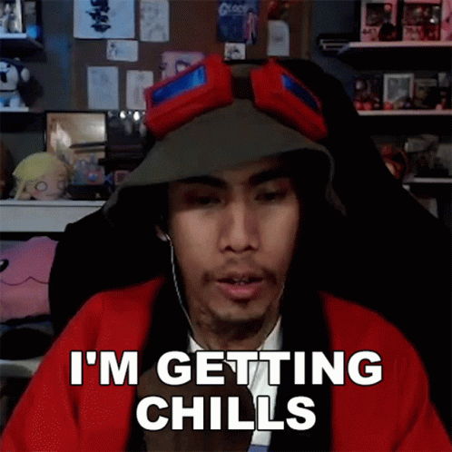 A Man Is Wearing A Hat And Goggles And Says I 'M Getting Chills GIF