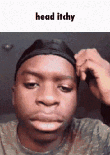 A Man Is Wearing A Headband And Making A Funny Face With The Caption Head Itchy . GIF