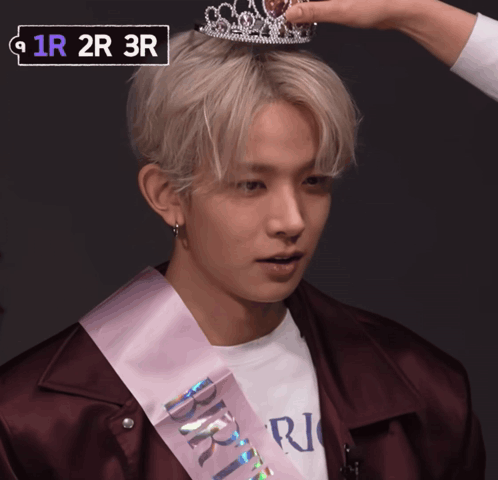 A Man Is Wearing A Sash That Says Bride GIF