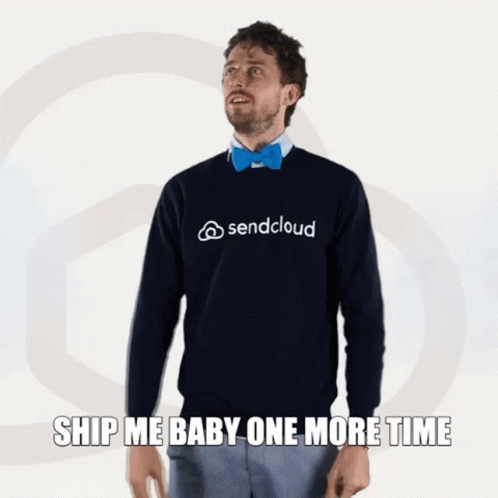 A Man Is Wearing A Sendcloud Shirt And A Bow Tie GIF