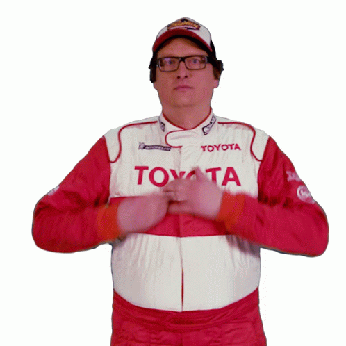 A Man Is Wearing A Toyota Racing Suit GIF