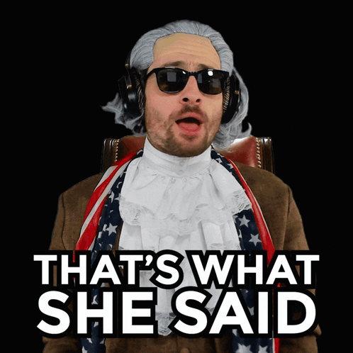 A Man Is Wearing A Wig And Sunglasses And Says That 'S What She Said GIF