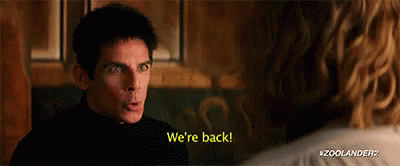 A Man Is Yelling At A Woman And Says `` We 'Re Back '' . GIF