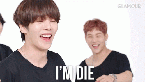 A Man Laughs And Says I 'M Die In Front Of A White Background GIF