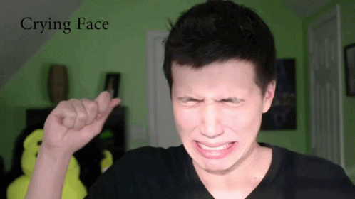 A Man Making A Crying Face With The Word Crying Face Above Him GIF