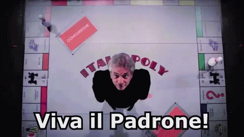 a man playing a board game with the words viva il padrone