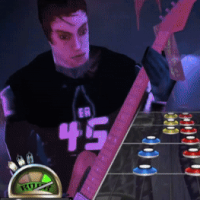 A Man Playing A Guitar In A Video Game With The Number 45 On His Shirt GIF